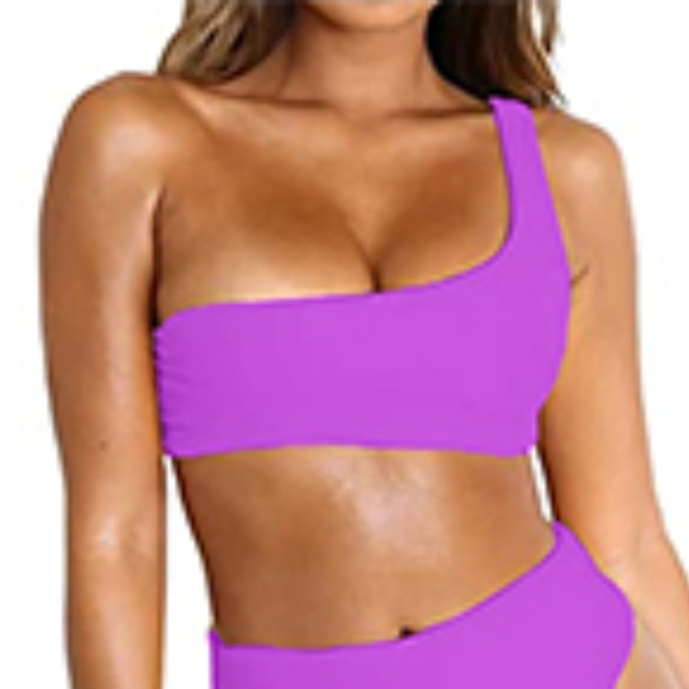 BYOAUO Summer Vacation Resortwear Purple One Strap Swimming Top